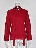 Elegant Tie Neck Button Down Shirt