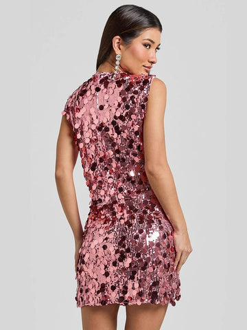 Sparkly Silver Sequin Mini Dress