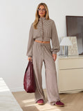 Cozy Striped Zip Up Pant Set