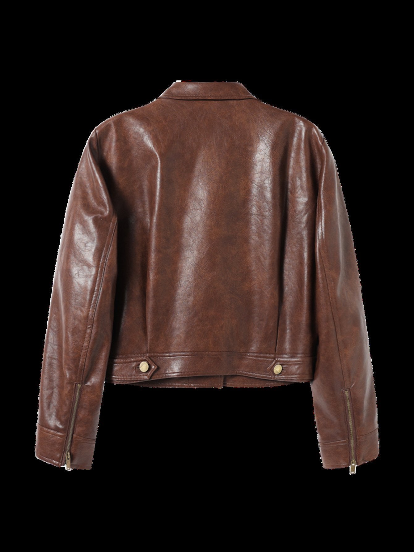 Classic Brown Cropped Faux Leather Jacket