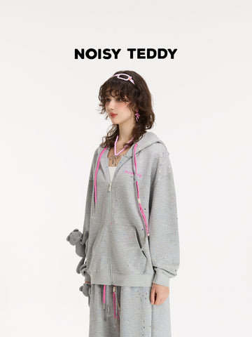 Glittery Fleece Zip Up Hooded Jacket