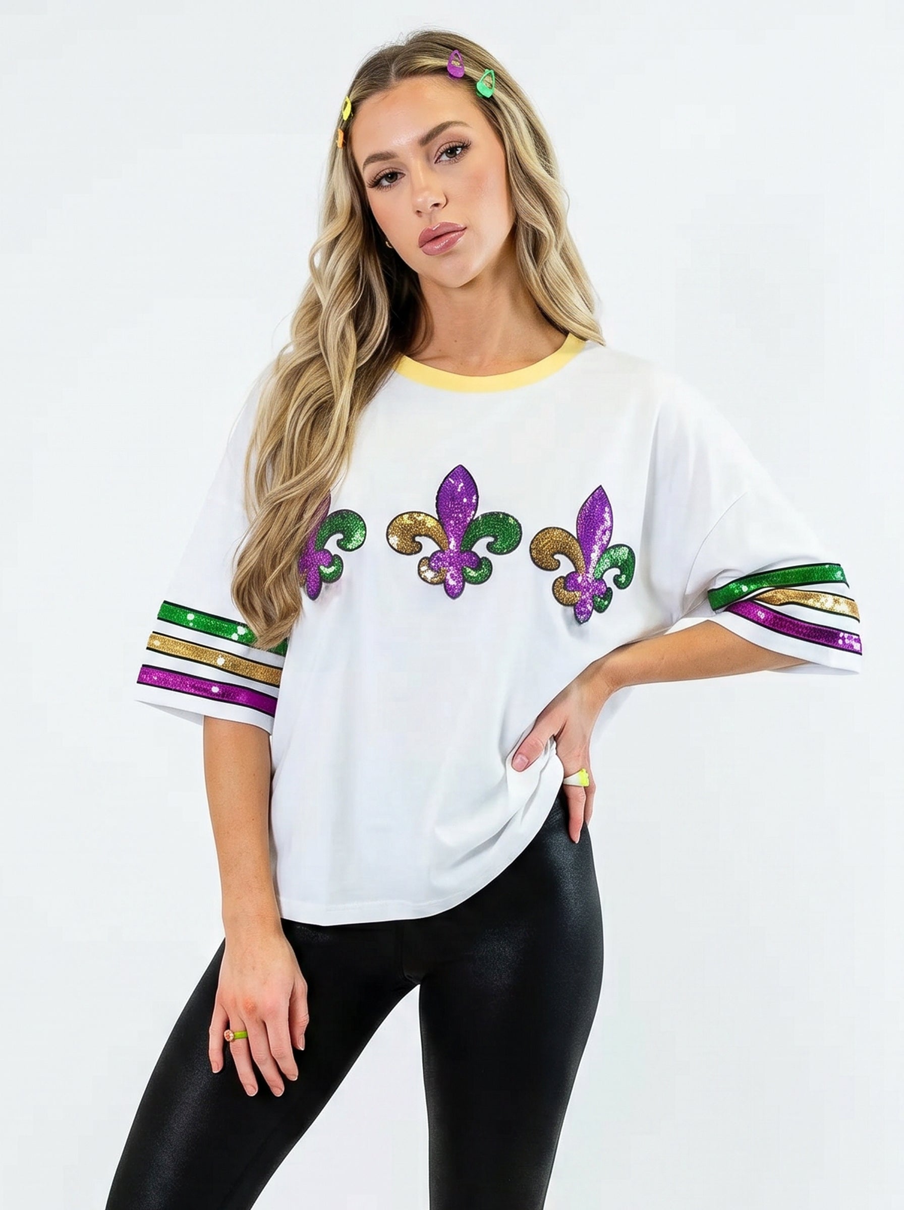 Glitter Embroidered Short Sleeve T-Shirt