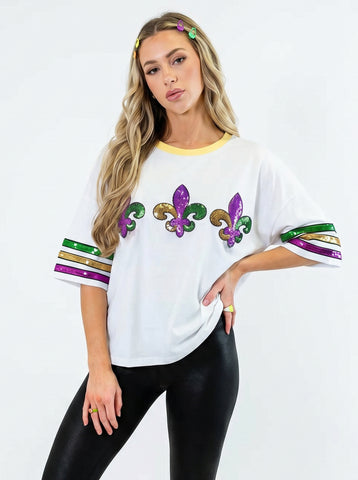 Glitter Embroidered Short Sleeve T-Shirt