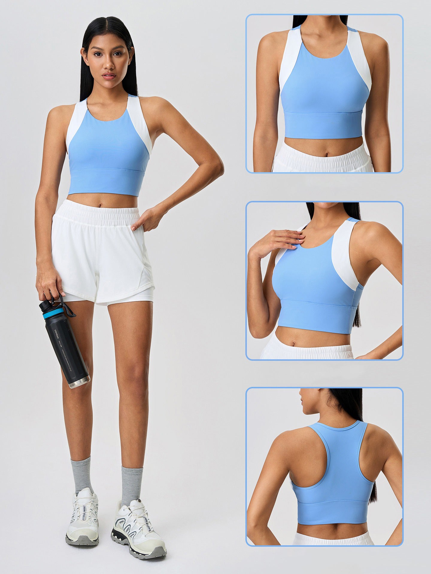 Color-Block Fixed Cup Non-Shift Training Vest-Multicolor