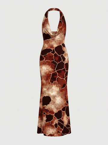 Manchester Sui's Giraffe Print Midi Dress