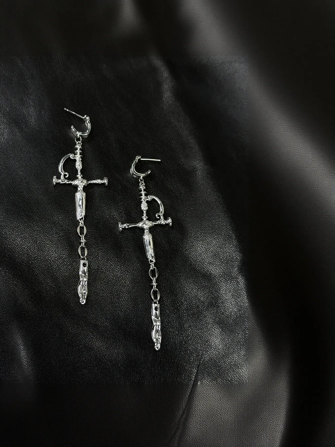 Edgy Gothic Sword Dangle Earrings