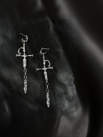 Edgy Gothic Sword Dangle Earrings