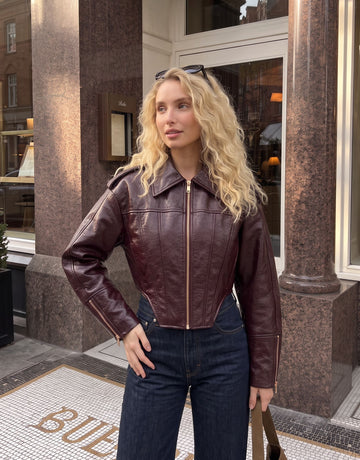 Cropped Faux Leather Corset Jacket
