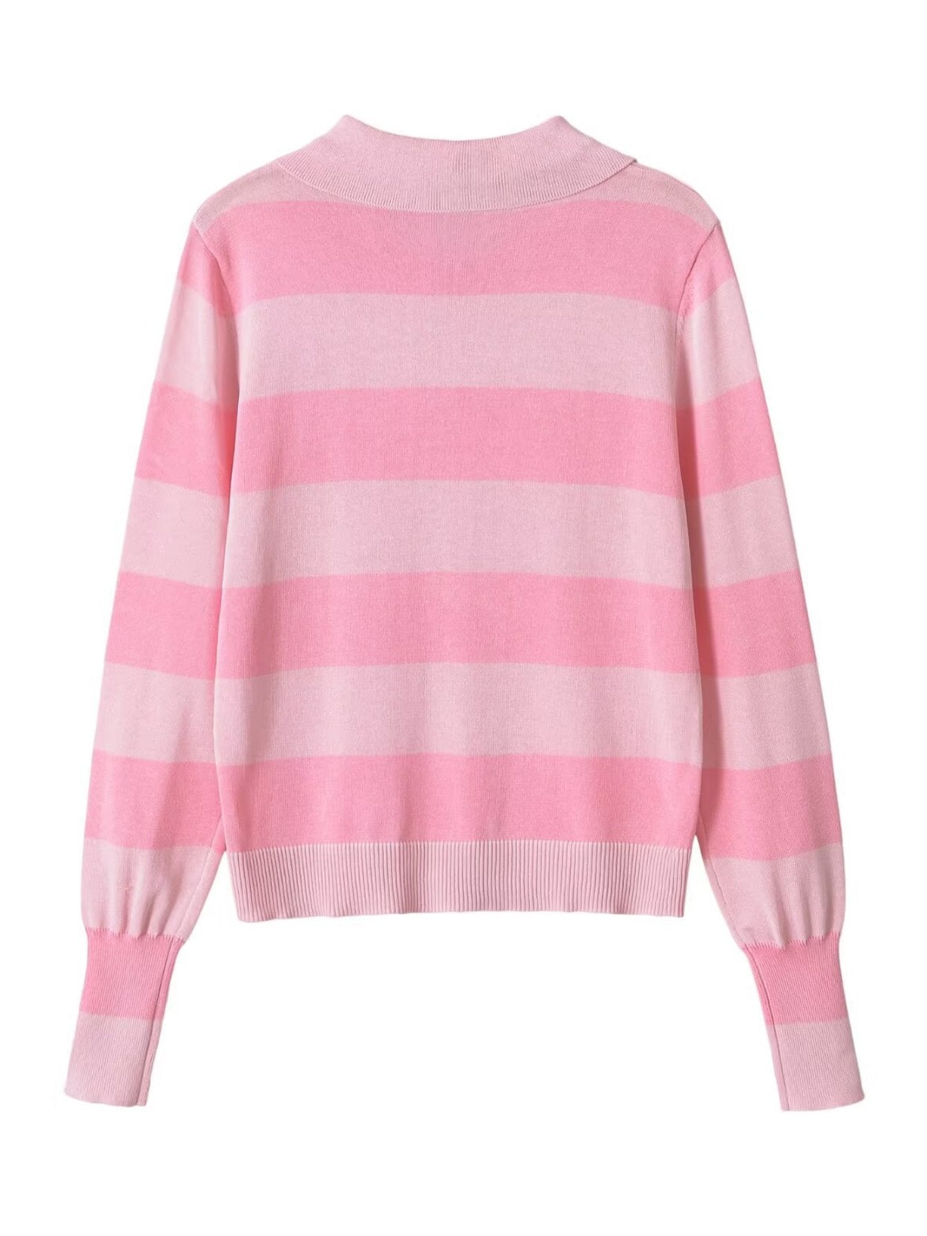 Cute Striped Collared Knit Cardigan