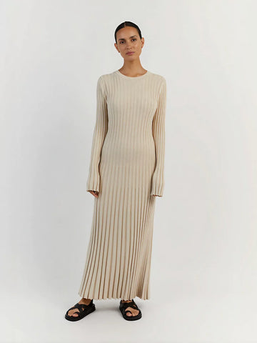 Slim Fit Ribbed Knit Maxi Dress