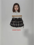 Plaid Lace Trim Bubble Mini Skirt