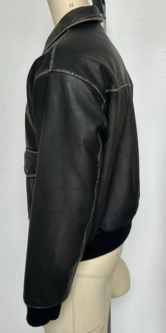 Distressed Oversized Vintage Leather Bomber Jacket