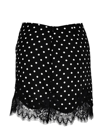 Polka Dot Lace Trim Mini Skirt