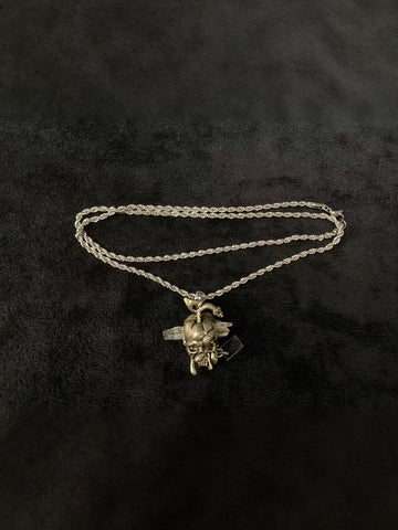 Gothic Skull Snake Crystal Pendant Necklace