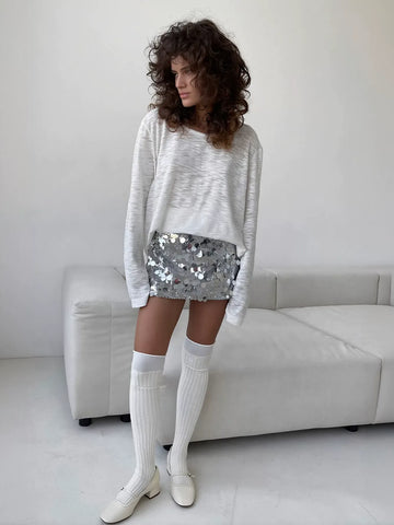 Sparkly Black Sequin Mini Skirt