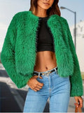 Cozy Shaggy Green Faux Fur Coat