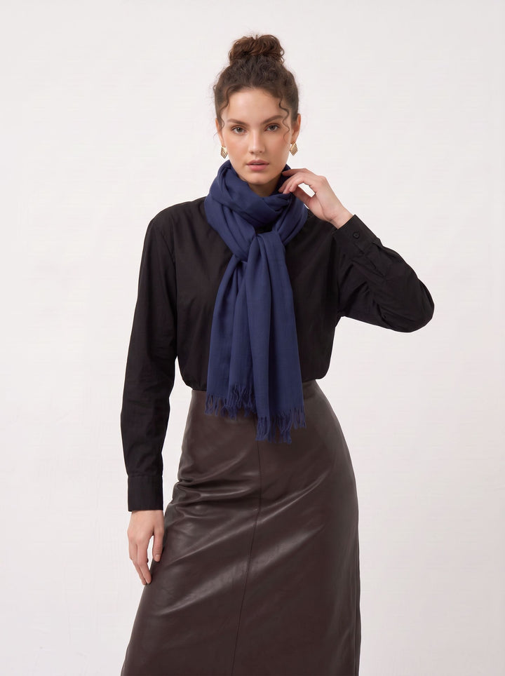 Soft Lightweight Navy Blue Scarf