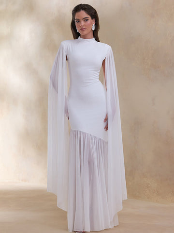 Elegant Cape Sleeve Maxi Dress