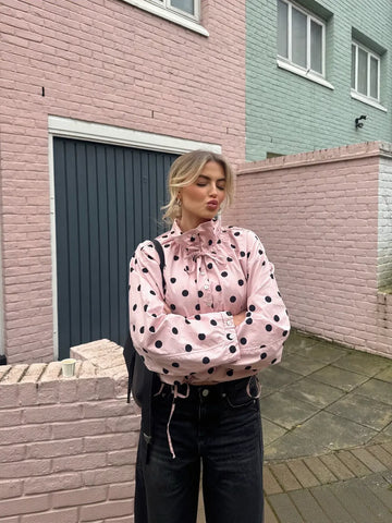 Cute Polka Dot Stand Collar Jacket