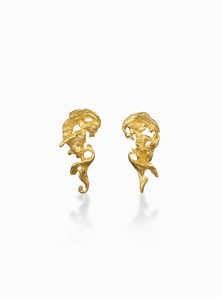 Abstract Sculptural Gold Statement Earrings