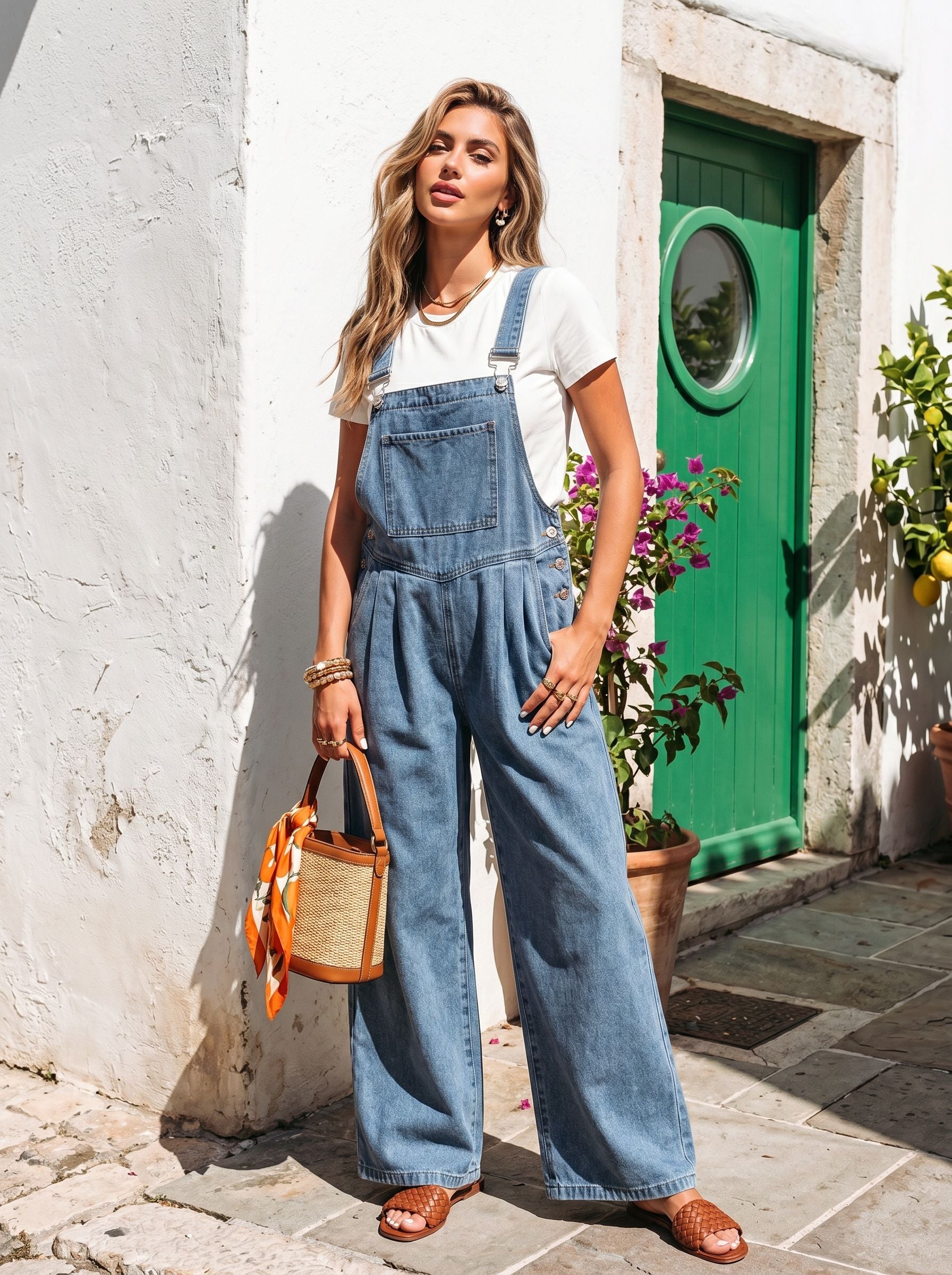 Classic Blue Relaxed Fit Denim Overalls