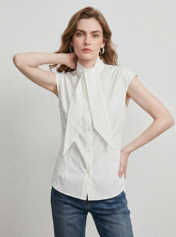 Bow Tie Sleeveless Blouse