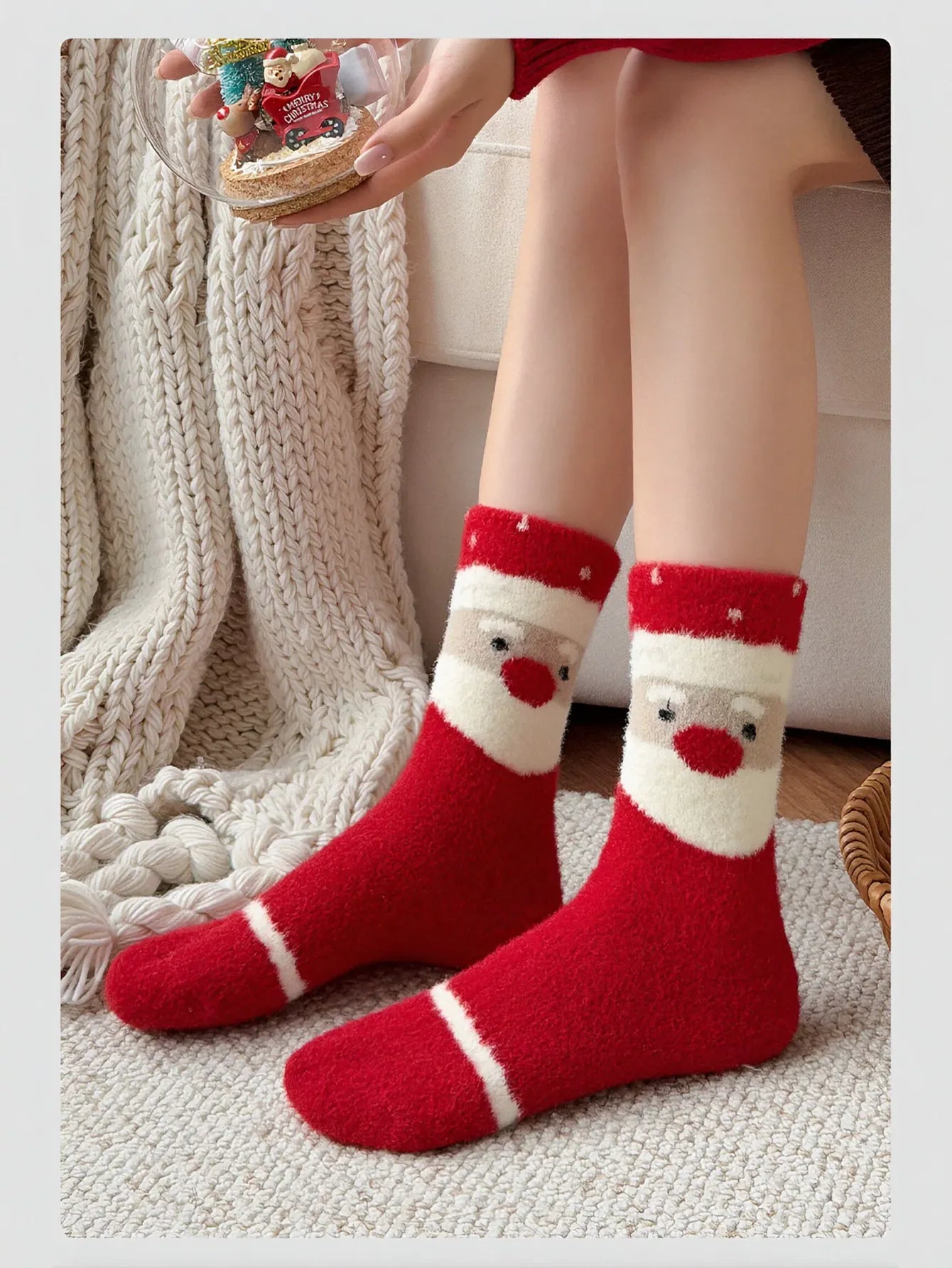 Cozy Fuzzy Christmas Gingerbread Crew Socks
