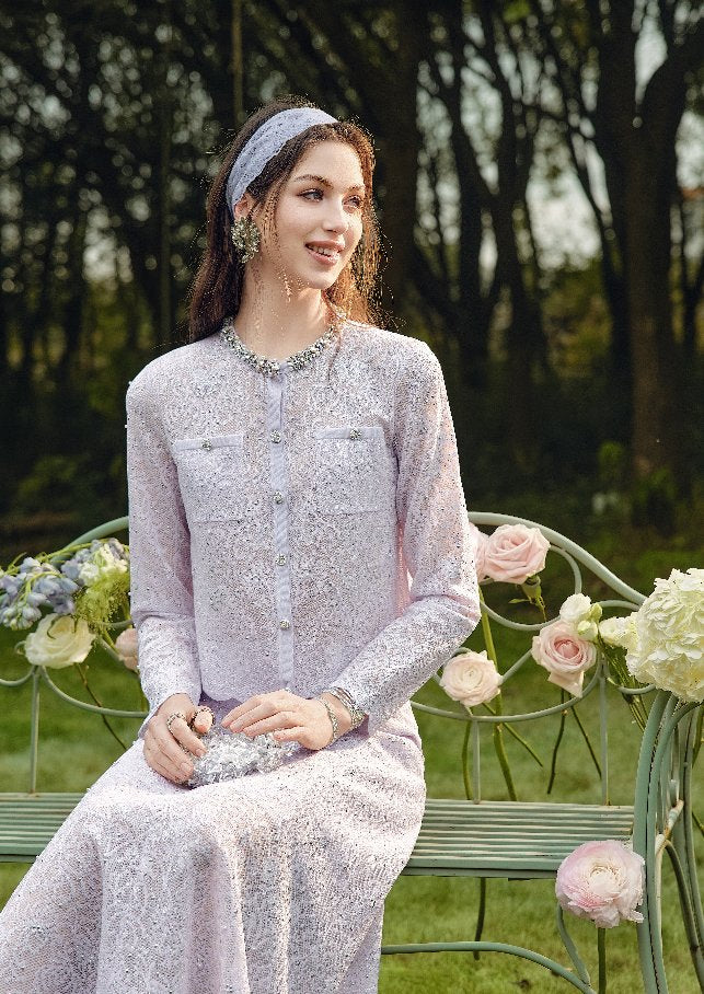 Embellished Shimmer Knit Button Down Cardigan