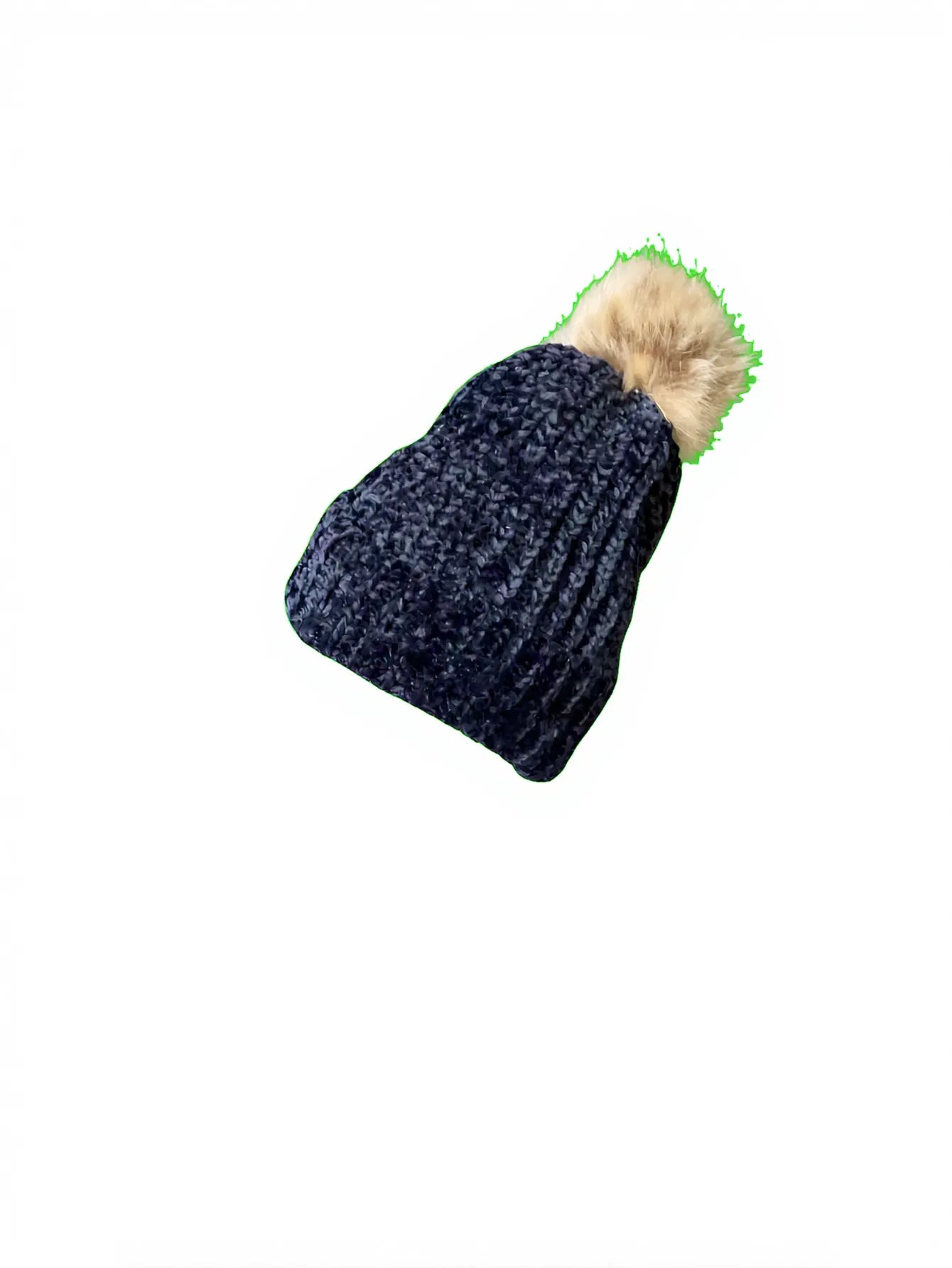 Soft Plush Faux Fur Pom Beanie