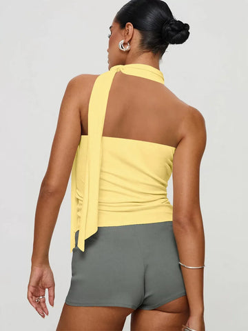 Elegant Tie Neck Sleeveless Tank Top
