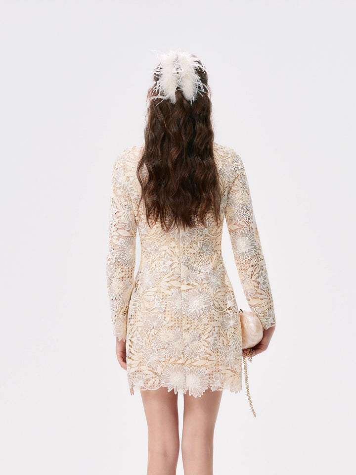 Elegant Floral Lace Mini Dress