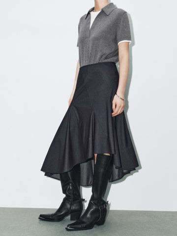 Urban Revivo Irregular Hem Denim Skirts-Blue
