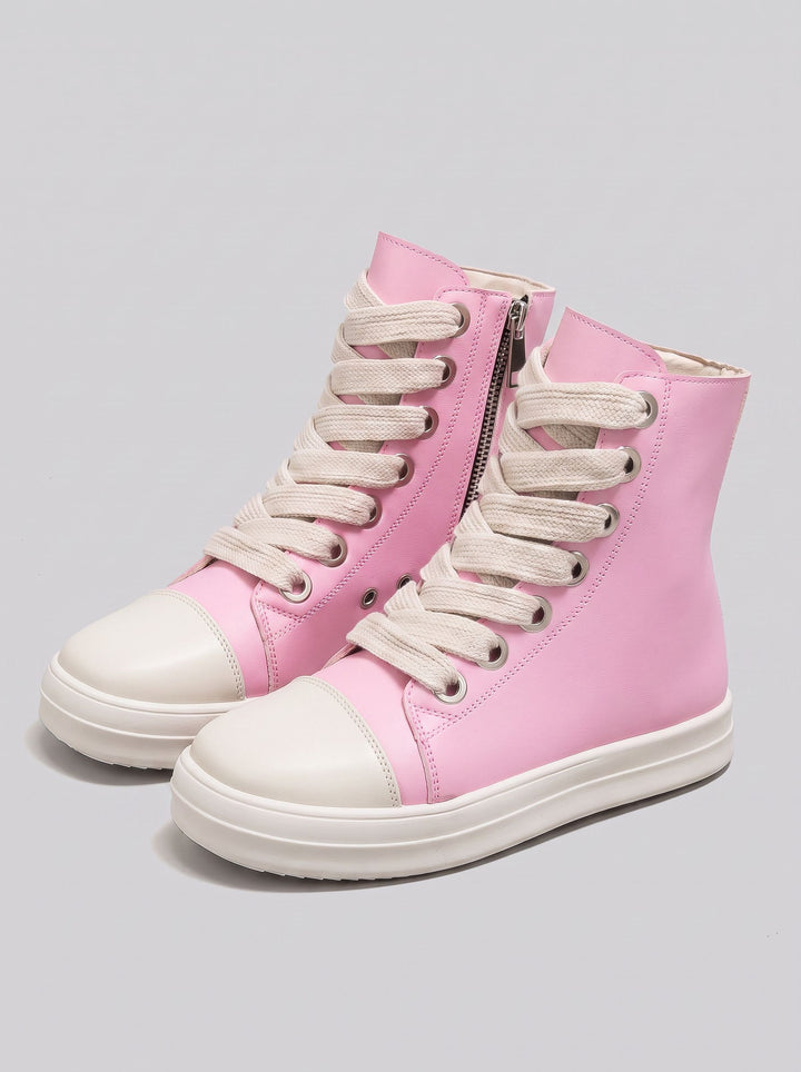 Pink High Top Zipper Sweet Sneakers
