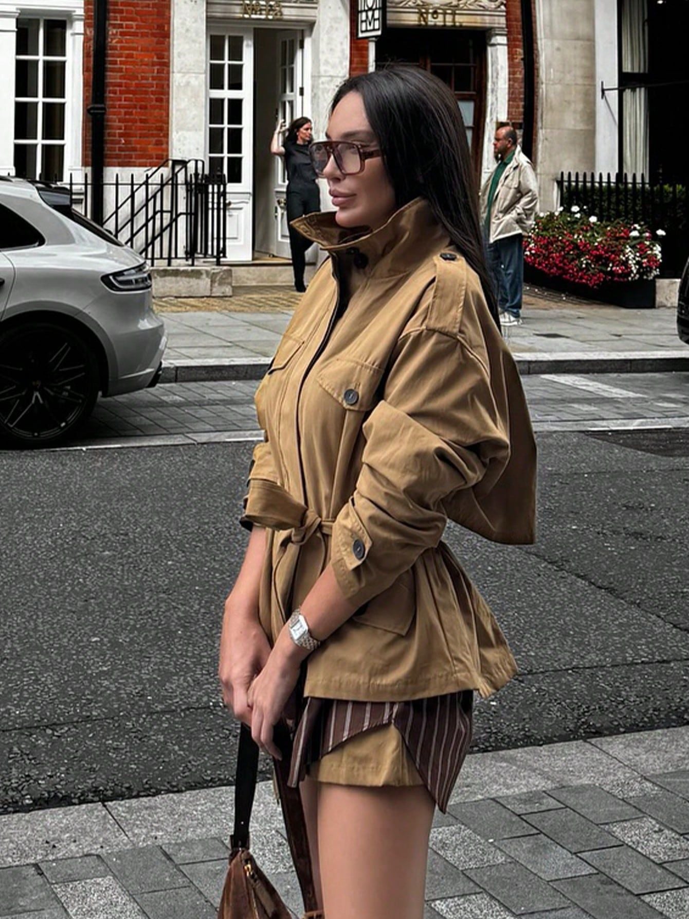Oversized Belted Utility Trench Jacket