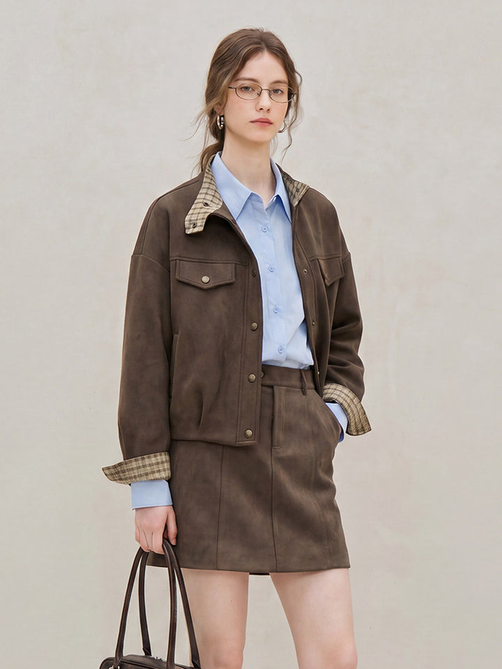Casual Soft Suede Snap Jacket