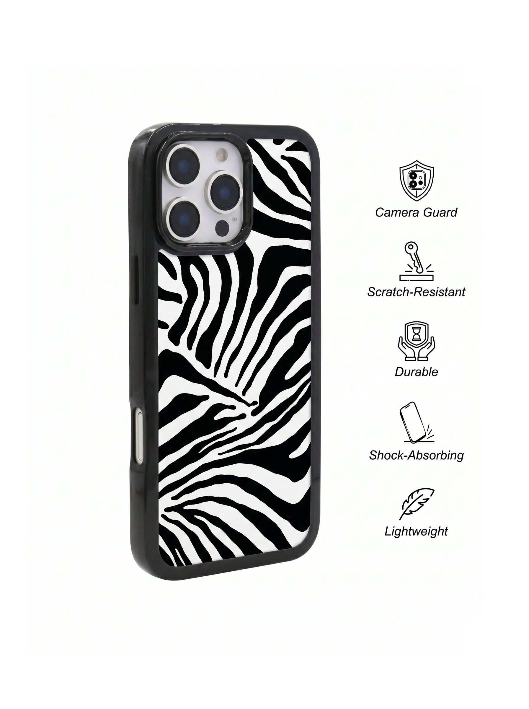 Black White Zebra Clear Acrylic Phone Case