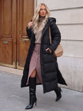 Hooded Side Slit Long Puffer Coat