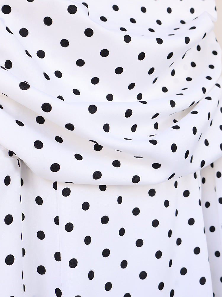 High Waisted Polka Dot Maxi Skirt