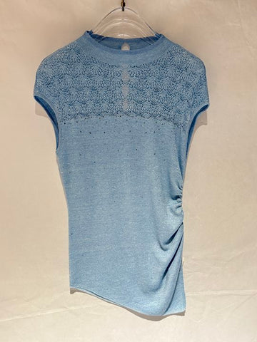 Rhinestone Embellished Crochet Knit Sweater