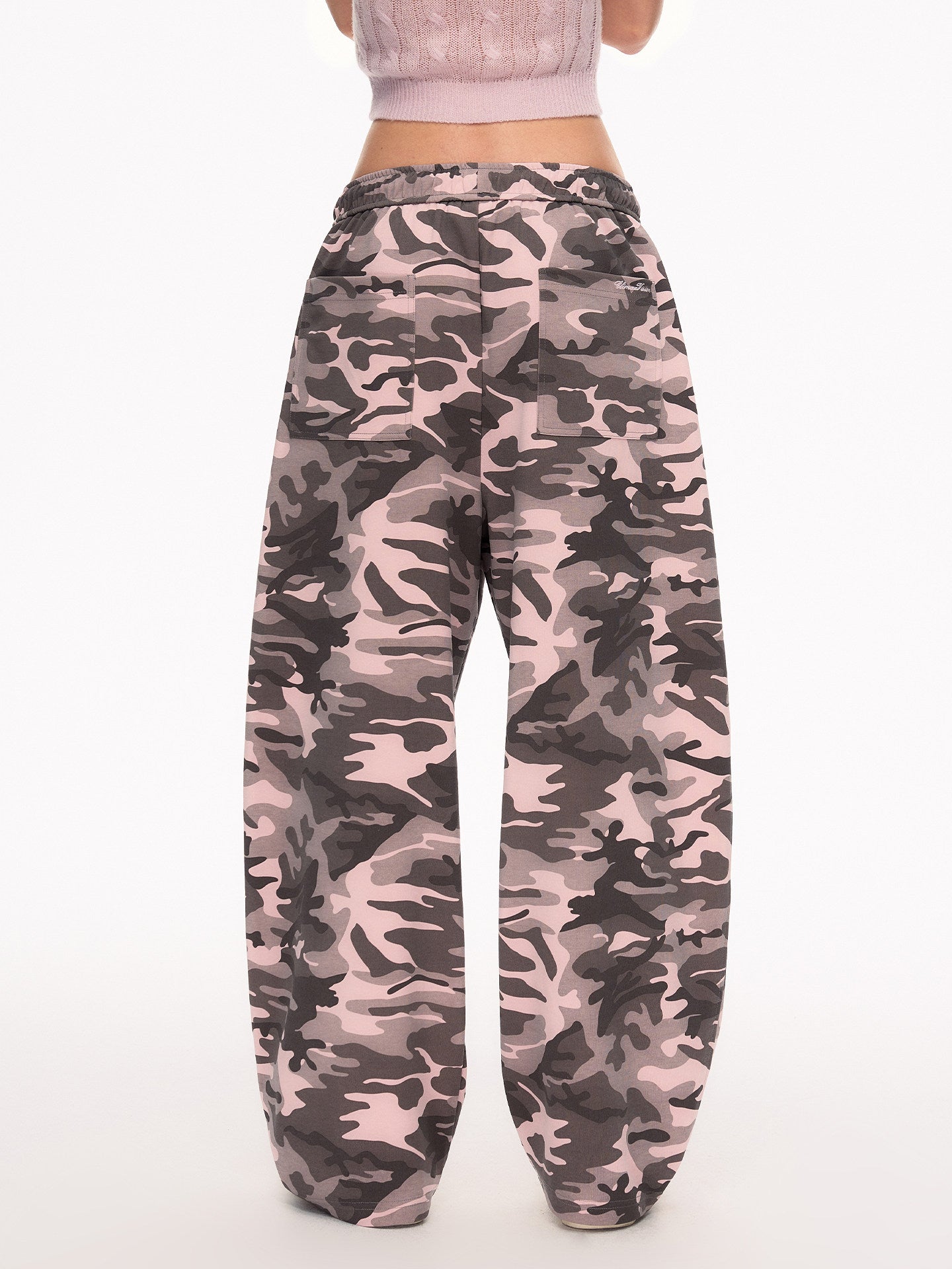 Embroidered Camo High Waisted Baggy Pants