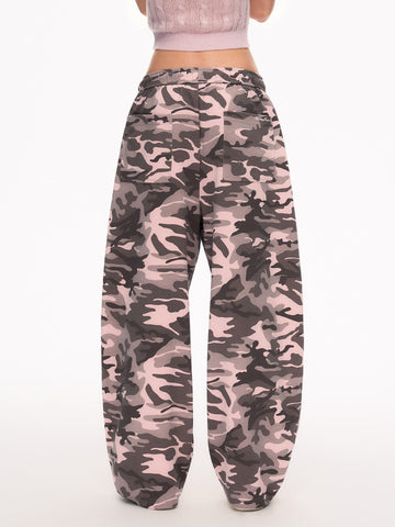 Embroidered Camo High Waisted Baggy Pants