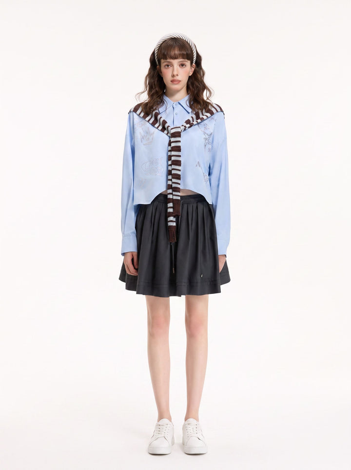 Oversized Layered Graphic Button Down Shirt
