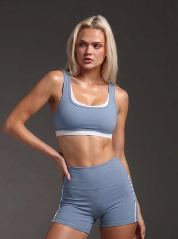 High Waisted Side Stripe Sports Bra Shorts Set