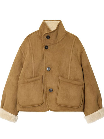 Cozy Faux Suede Sherpa Jacket