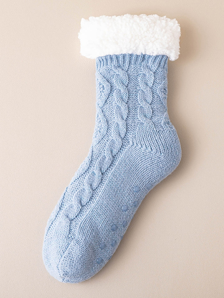 Cozy Plush Lined Cable Knit Socks
