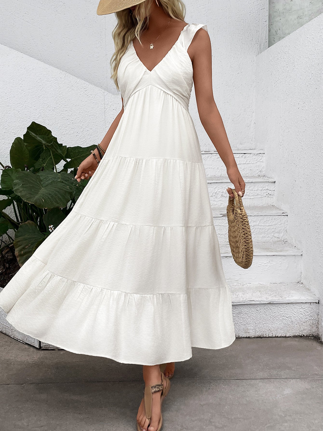 Tiered Sleeveless Bohemian Maxi Dress