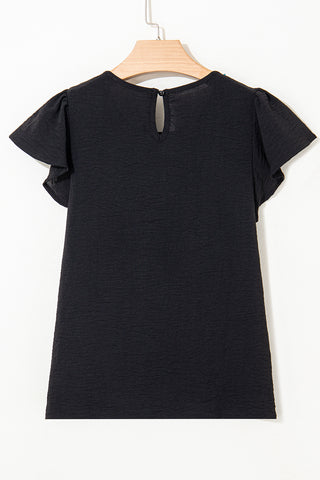 Ruffle Sleeve Textured Blouse
