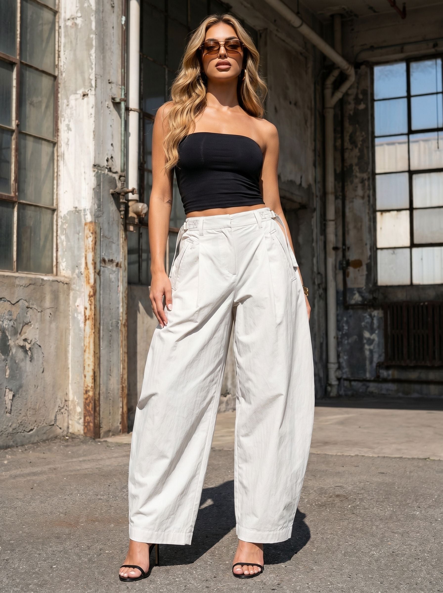 Adjustable Waisted Wide Leg Pants
