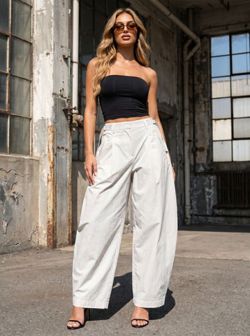 Adjustable Waisted Wide Leg Pants