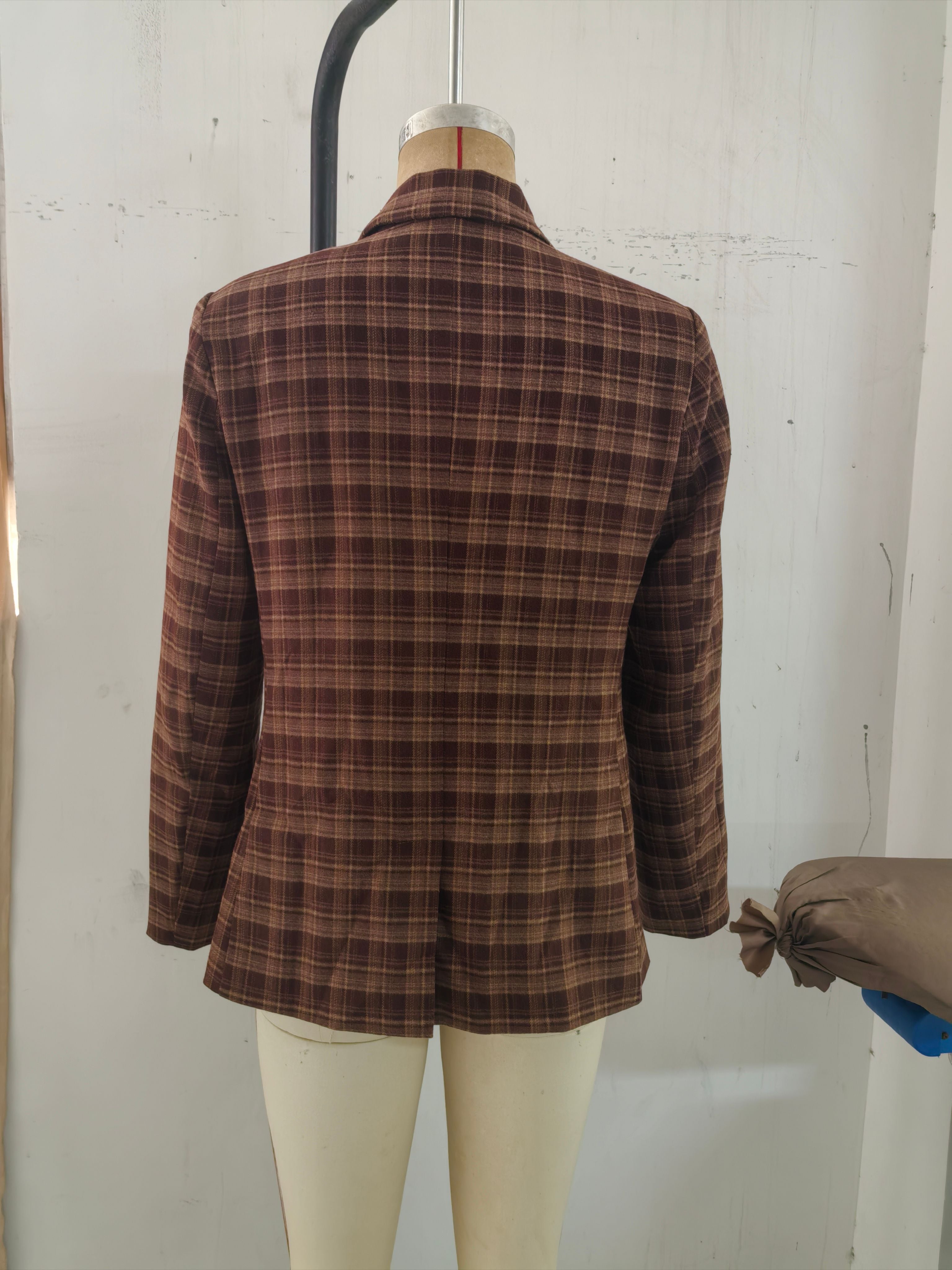 Vintage Plaid Double Breasted Blazer